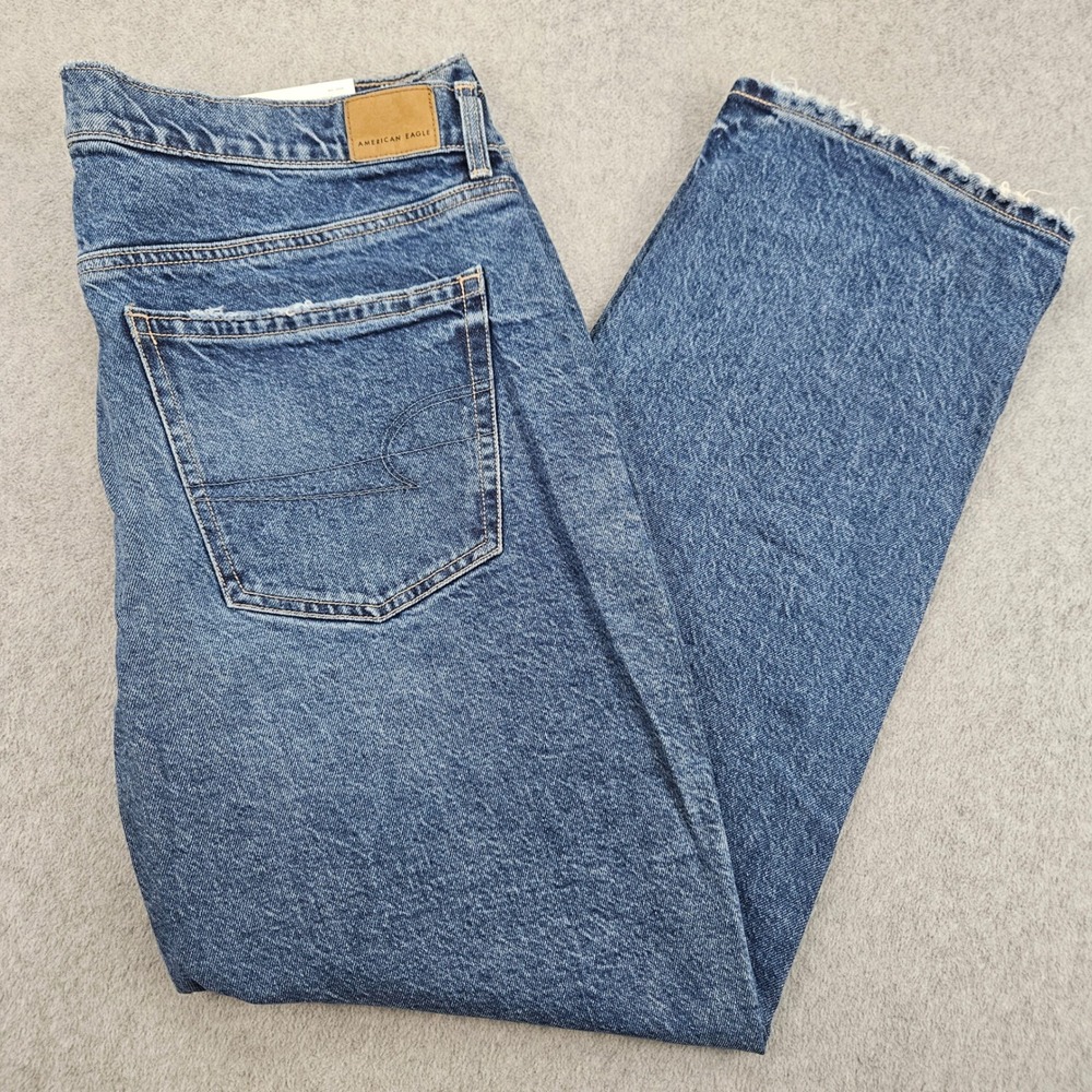 AMERICAN EAGLE Jeans Womens 16 Blue Super High Rise Straight Stretch Denim New